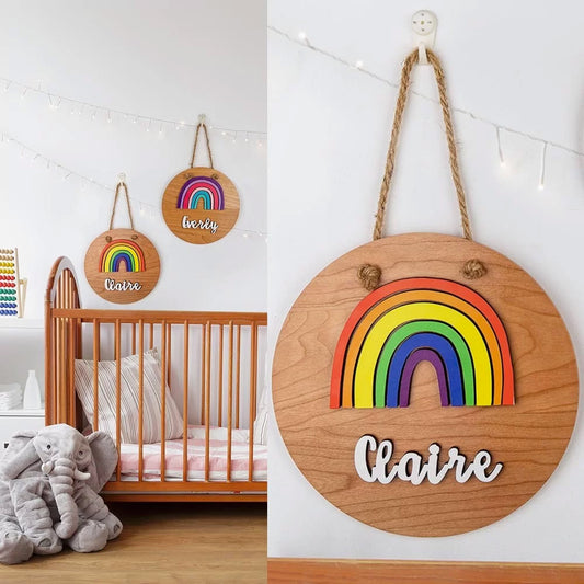 custom wood rainbow name sign for kids