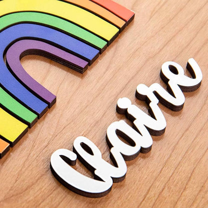 custom wood rainbow name sign for kids