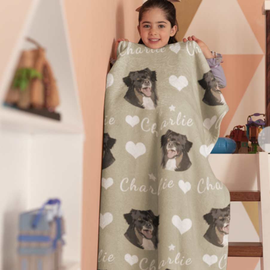 Custom Dog Face On Blanket | Pet Face on Blanket