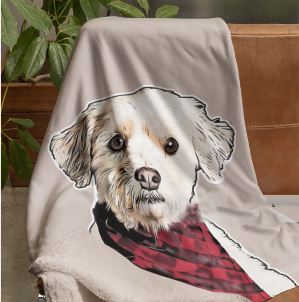 Dog Portrait Blanket | Pet Blankets Personalized