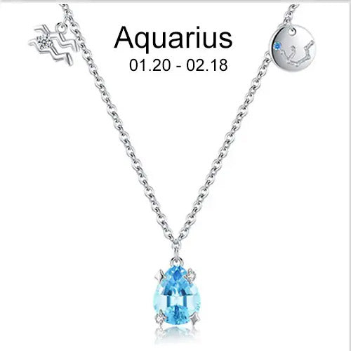 Zodiac necklace | Astrology Constellation & birthstone Sterling Silver 925 necklace