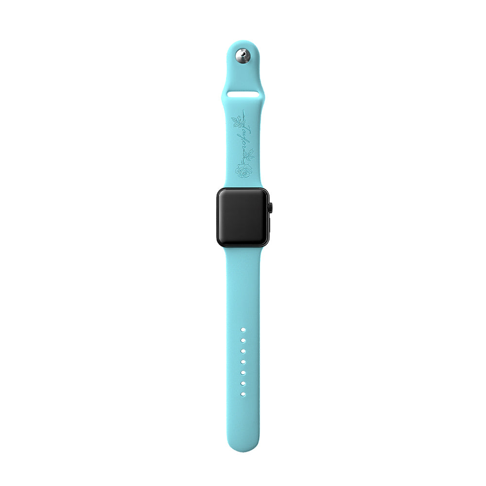 Personalized Birth Flower Name Silicone Watch Band for Apple Watch