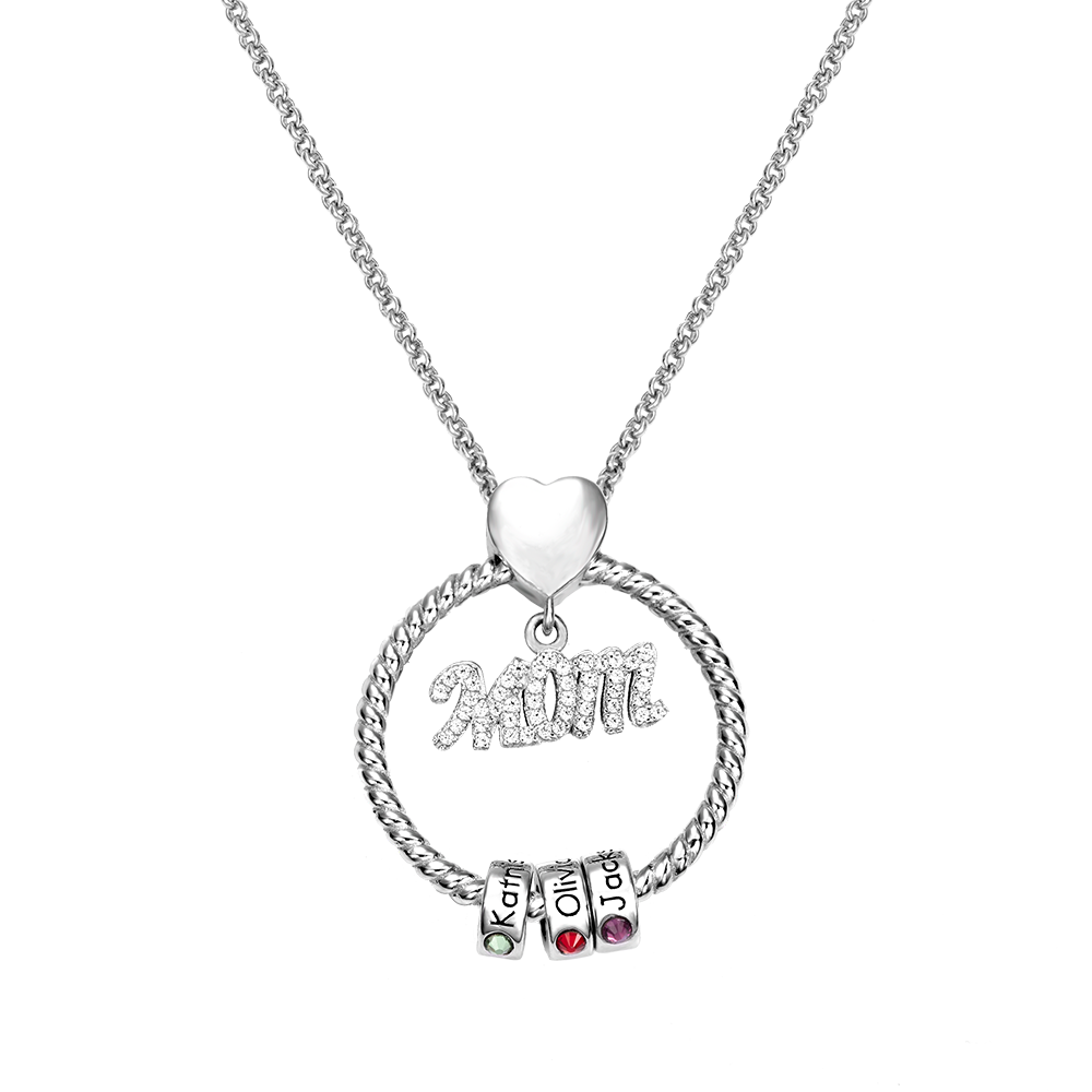 Personalized Mom mom necklace with kids name and birthstone