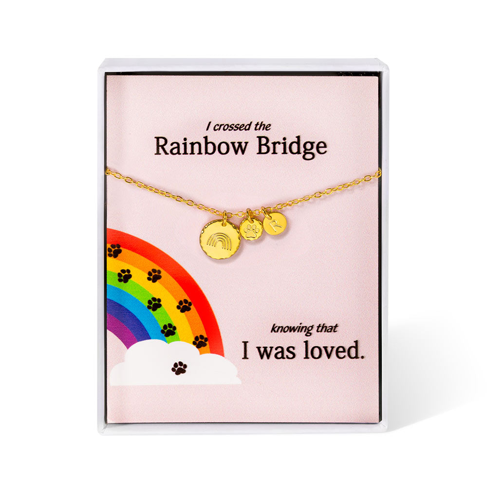 custom gold i crossed the rainbow bridge necklace