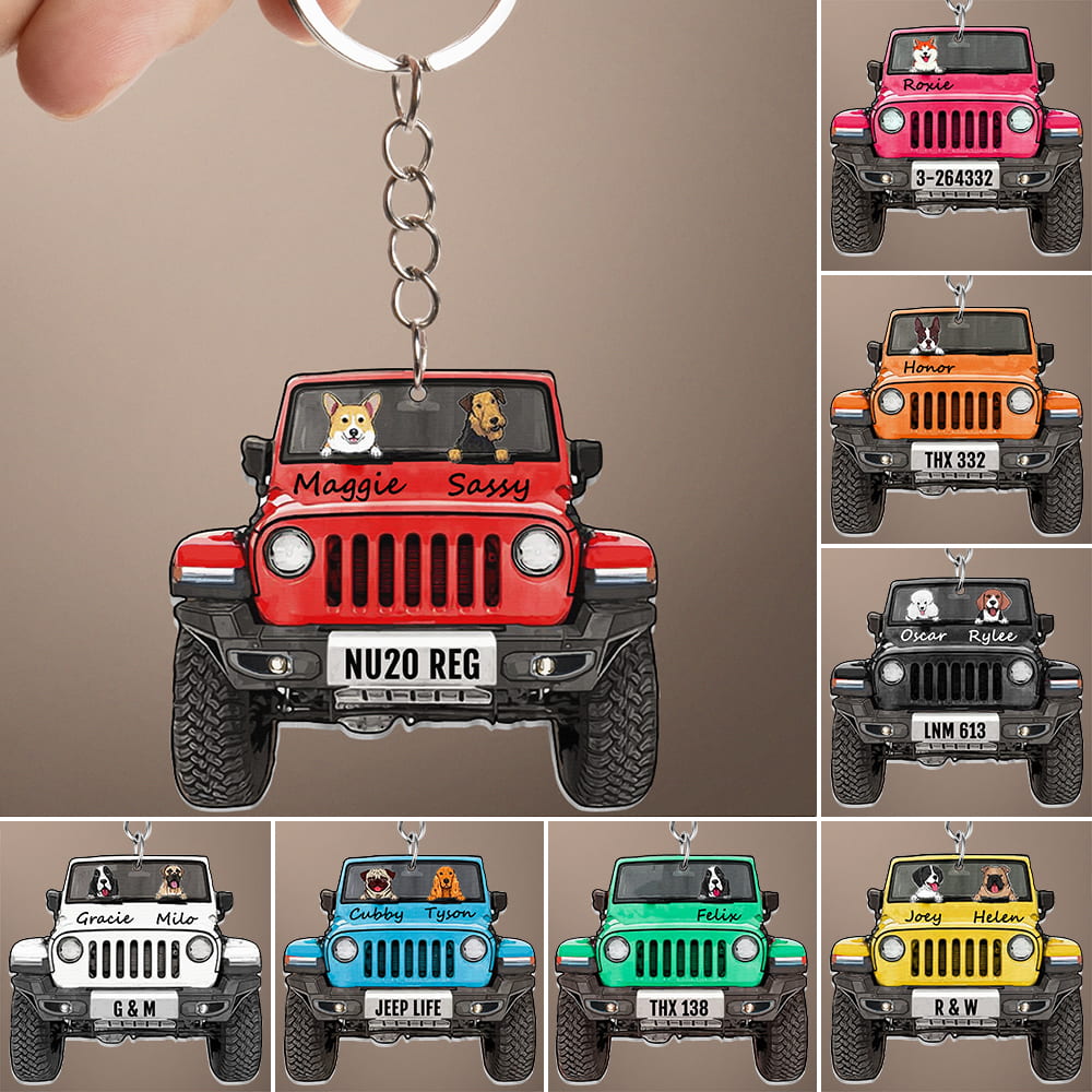 Jeep Car Dog Breeds Custom Acrylic Keychain