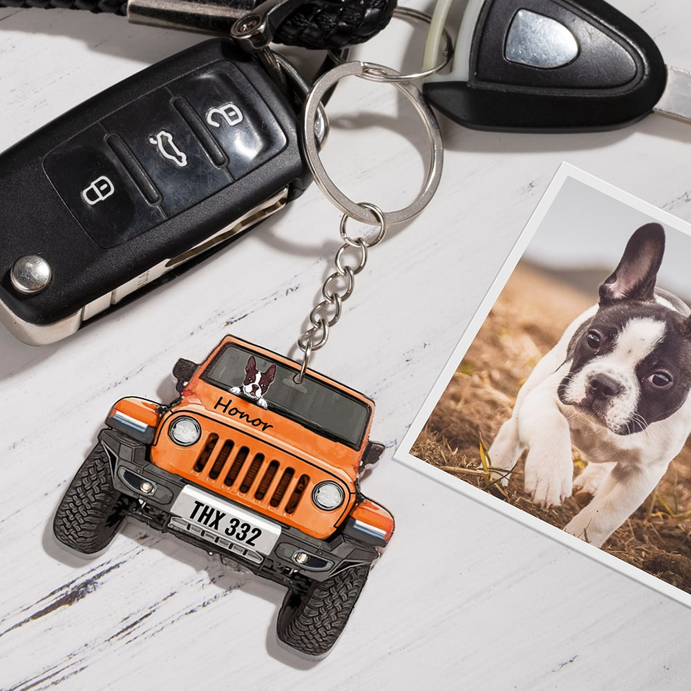 Jeep Car Dog Breeds Custom Acrylic Keychain