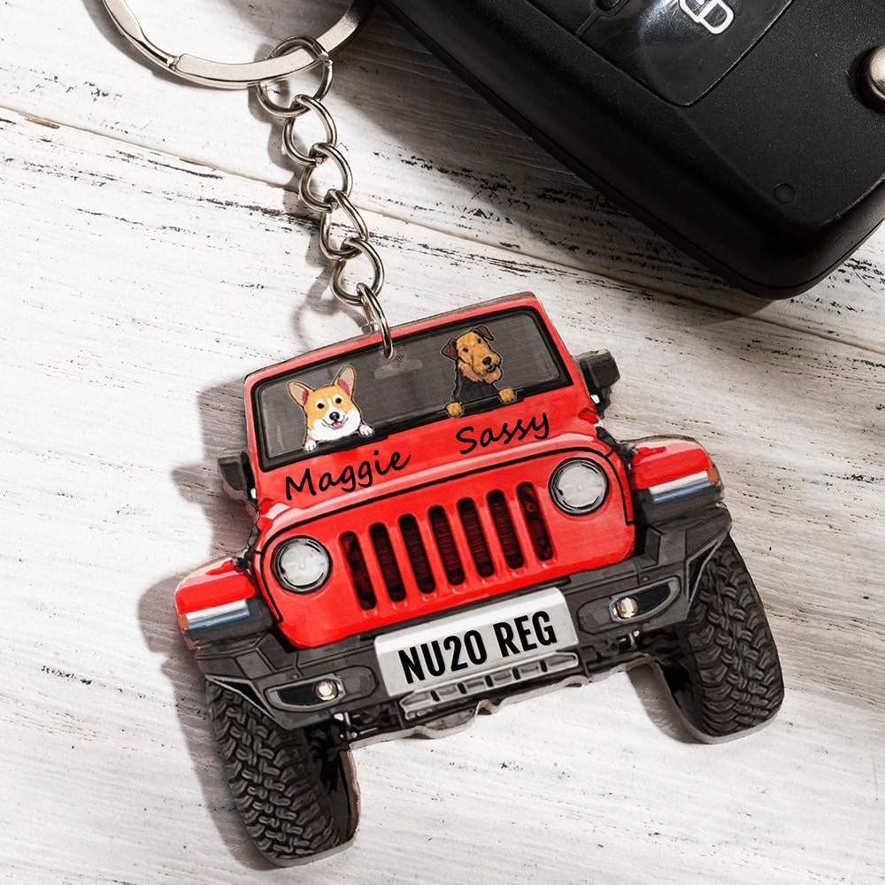 Jeep Car Dog Breeds Custom Acrylic Keychain