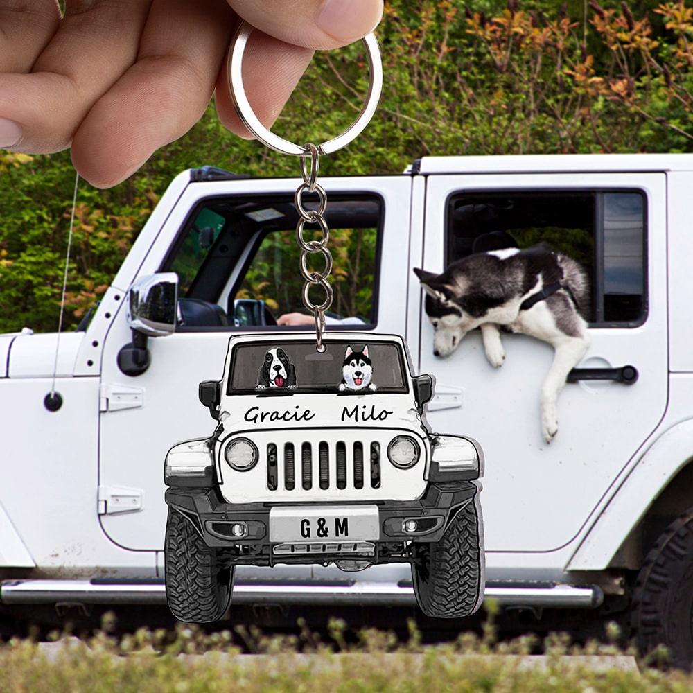 Jeep Car Dog Breeds Custom Acrylic Keychain