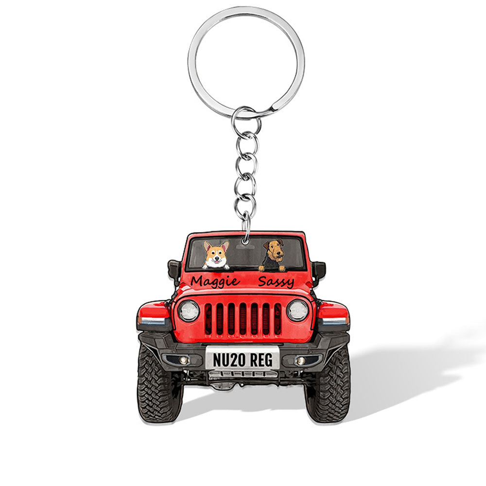 Jeep Car Dog Breeds Custom Acrylic Keychain