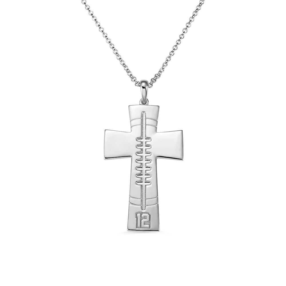 Custom Engraved Football Cross Necklace