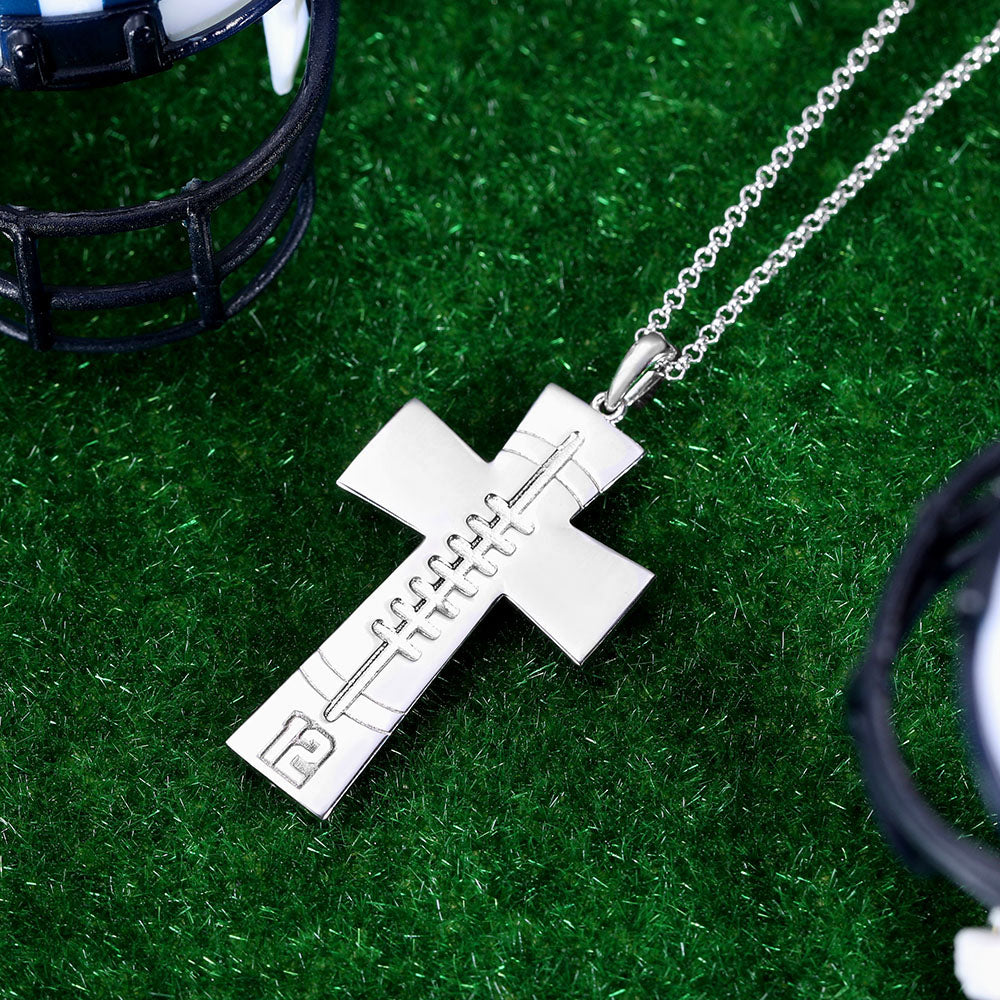 Custom Engraved Football Cross Necklace