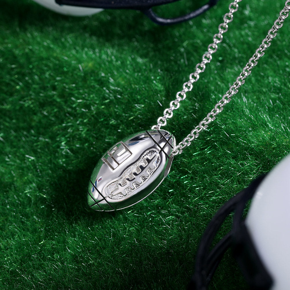 Custom Engraved Football Charm  Necklace