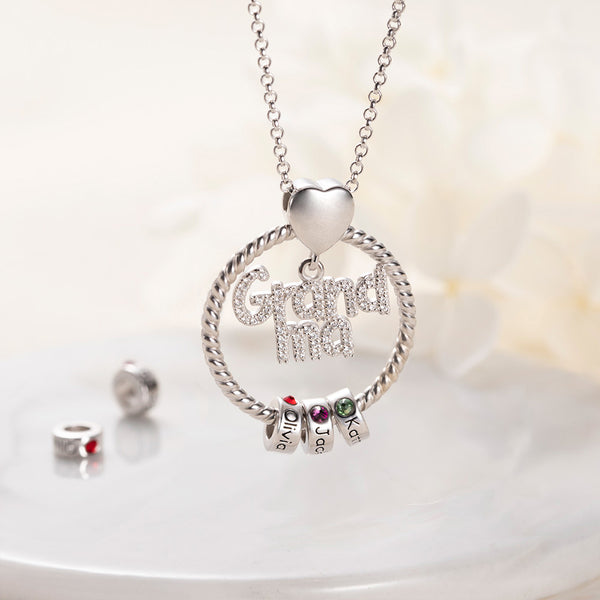 Personalized Grandma Grandma necklace with kids name and birthstone