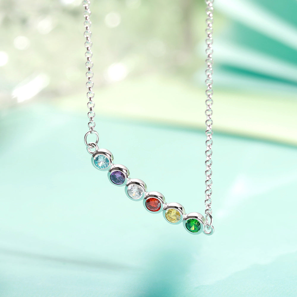 Personalized Dainty Family Circle Birthstone Necklace