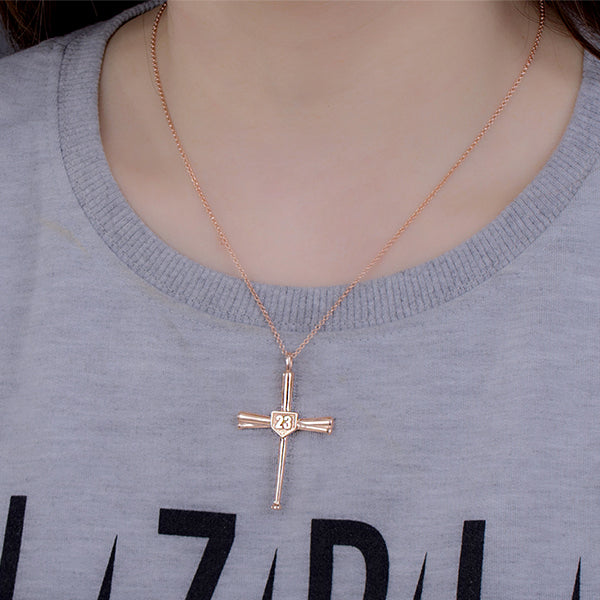 Engraved Baseball Cross Necklace