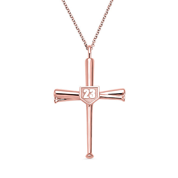 Engraved Baseball Cross Necklace