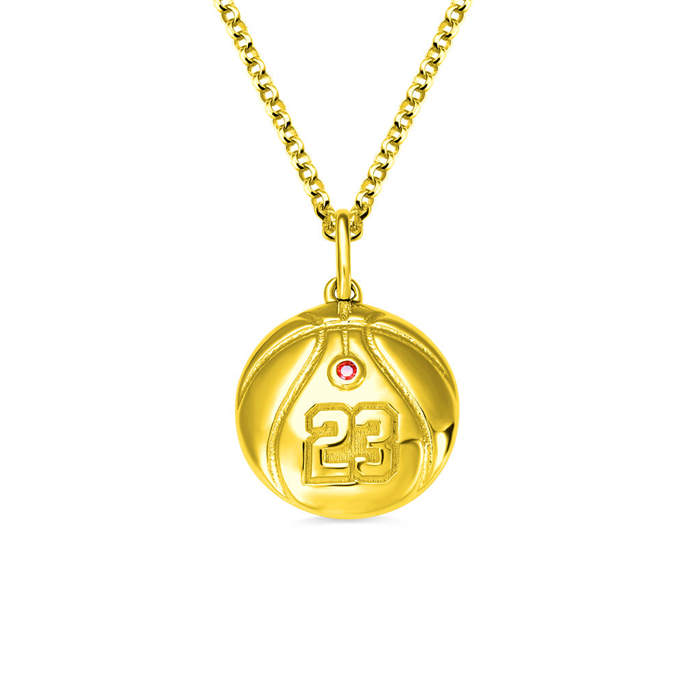 Engraved Basketball Necklace with Number