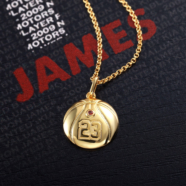 Engraved Basketball Necklace with Number