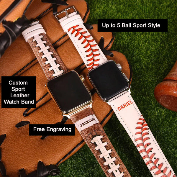 Personalized Sports Leather Watch Band for Apple Watch