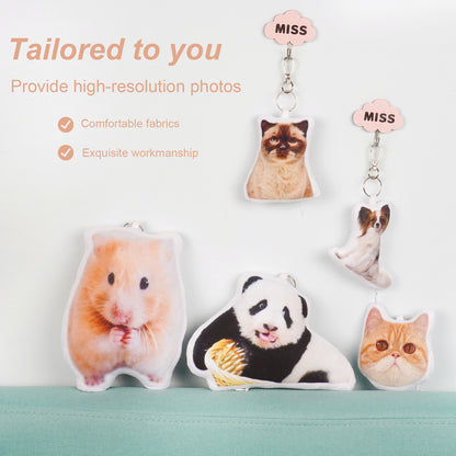 Customized Pet Photo Charm plush key chain | Handbag plush charm | Schoolbag plush charm