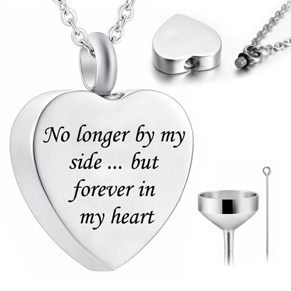 Custom Heart Shape Stainless Steel Cremation Ash Necklace