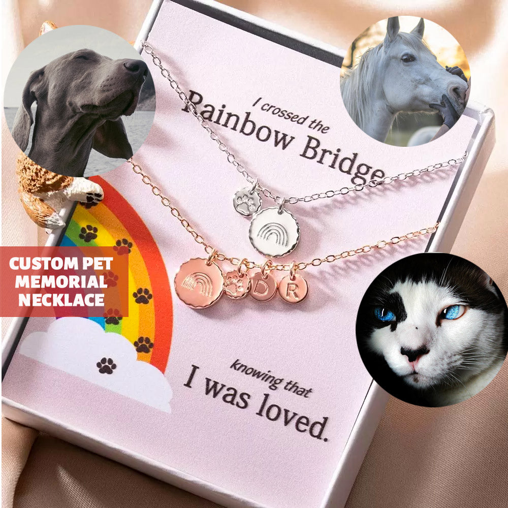 custom I crossed the rainbow bridge necklace for pet