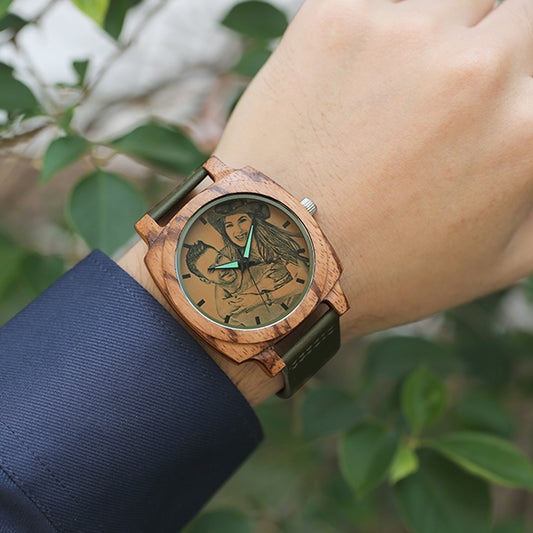 Custom Made Square Zebrawood Watches With Pictures