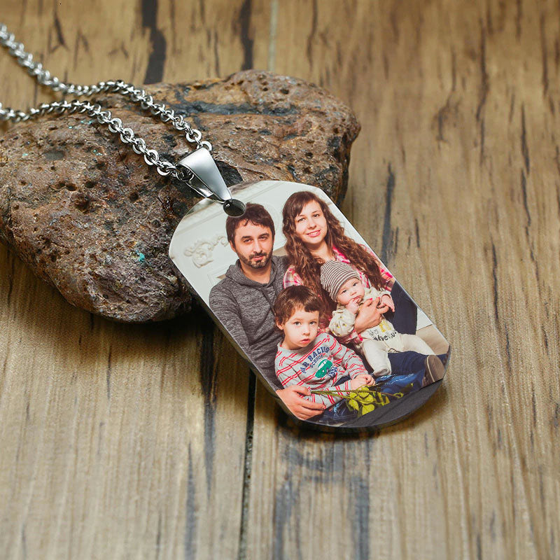 Custom Stainless Steel Photo Dog Tag Necklace