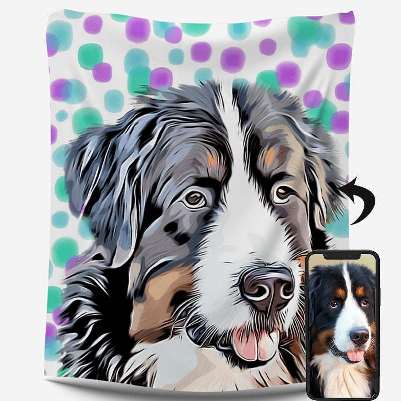 Custom Pet Portrait Premium Cozy Plush Fleece Blanket - 60x80