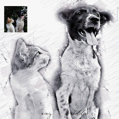 Custom Pet Portrait Sketch Pencil Art