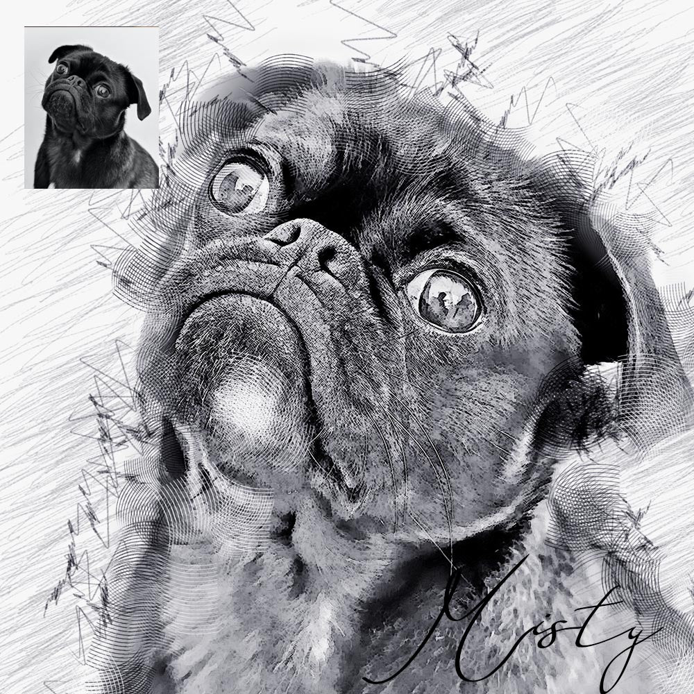 Custom Pet Portrait Sketch Pencil Art